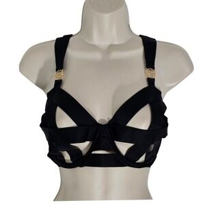Victoria's Secret Very Sexy Unlined Balconette Strappy Bra Black 38D Cage Banded